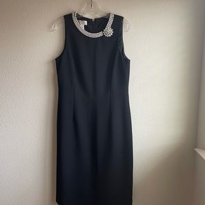 Vintage Talbots Black Sheath Midi Dress (Size 12)